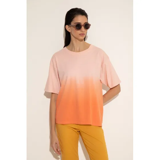 Remera Holgada Manga Corta Degrade Holgada Mujer Portsaid