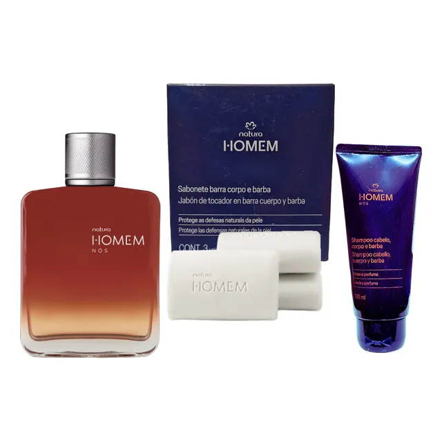 Homem Nós Eau De Parfum Masculino 100ml + 3 Jabones +shampoo