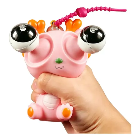 Brinquedo Anti-stress Capivara Fofo Olhos Saltadores Rosa-modelo Com Cordão