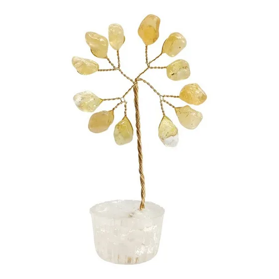 Árvore De Pedra Citrino Base Cristais 7cm - Prosperidade