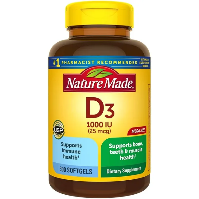 Vitamina D3 1000iu 25 Mcg Nature Made 300 Tabletas