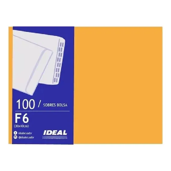 Sobres Manila F6/30cmx40cm 75grs Pqtx10un