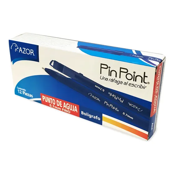 Pluma Lapicero Azor Pin Point Punto Fino 0.7 Mm 12 Piezas Color de la tinta Azul Color del exterior Azul