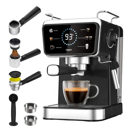 Cafetera Espresso Nappo 7en1 1350w 20bar, Filtro Y Cápsulas Negro
