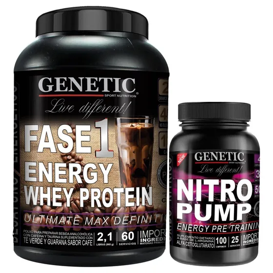 Crecimiento Potencia Energía Whey Protein Nitro Pump Genetic