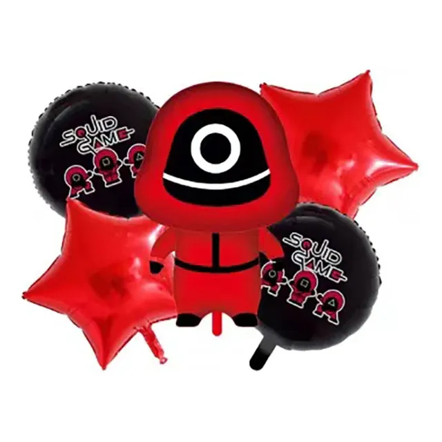 Bouquet 5globos Juego Calamar Globo 3d+4 Metalizados 45cm