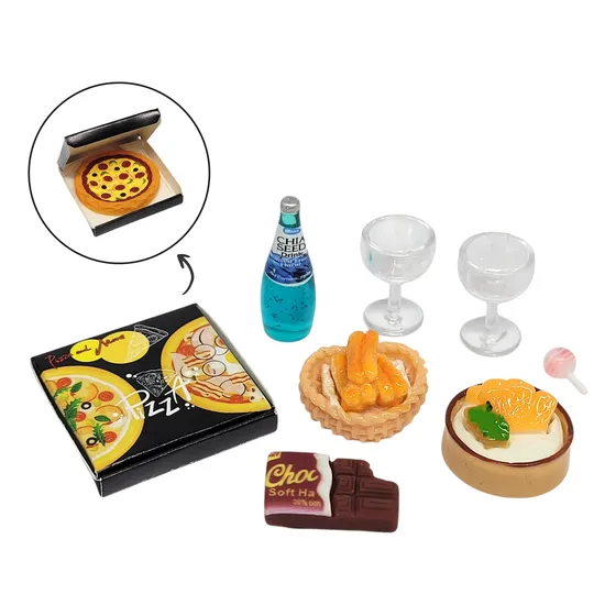 Kit Miniaturas De Comida E Bebidas Noite Da Pizza Da Barbie
