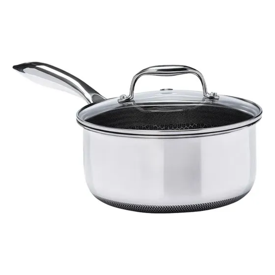 Panela Em Aço Inox Hive 18cm Prata e Preto Oxford