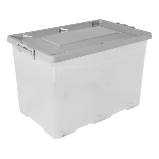 Cajas Organizadoras Grandes Baul Juguetes Ruedas 75lt X1un Color Tapa Gris