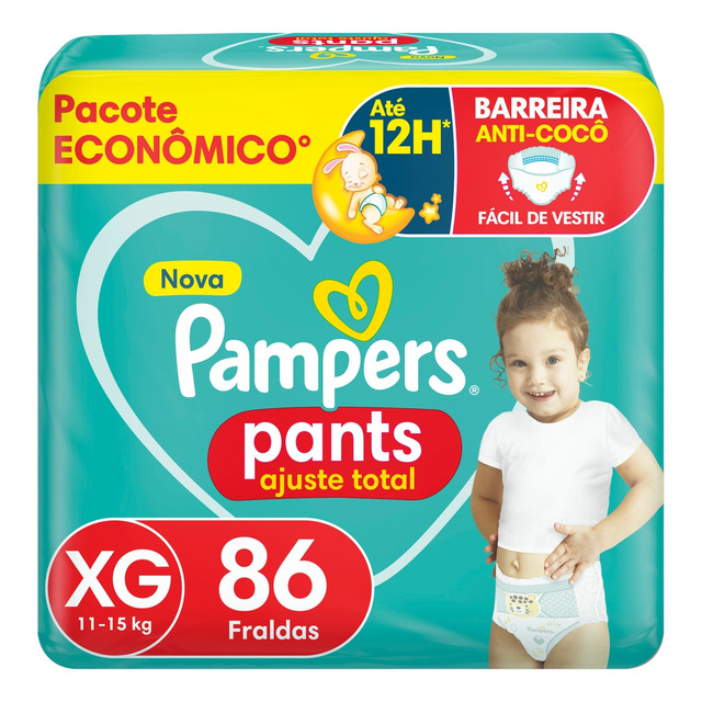 Fralda Pampers Pants Ajuste Total Xg, 86 Unidades Fralda Pampers Pants Ajuste Total Xg, 86 Unidades