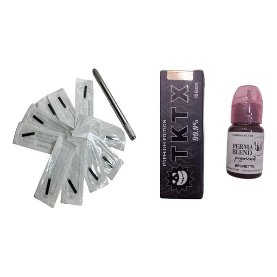 Kit Tebori + 10 Filos + Anestesia + Pigmento Microblanding