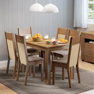 Conjunto Sala De Jantar Honduras Madesa Mesa Com 6 Cadeiras Cor Rustic/crema/pérola Conjunto Sala De Jantar Honduras Madesa Mesa Com 6 Cadeiras Cor Rustic/crema/pérola