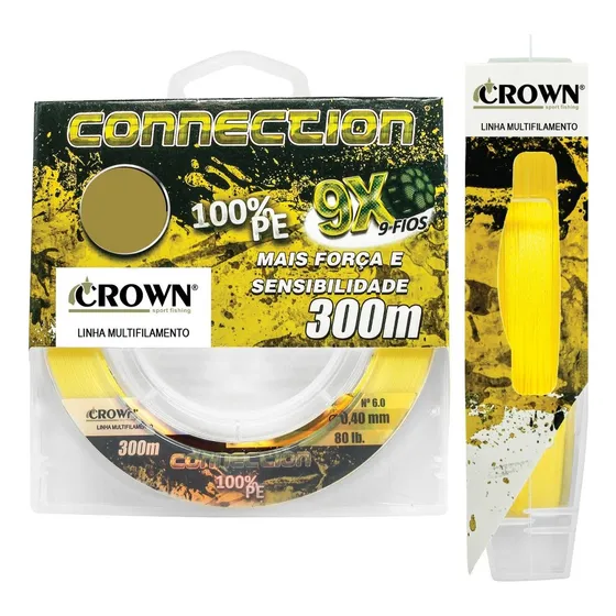Linha Multifilamento 9 Fios Connection 300m 0,18mm 9x Yellow Cor Amarelo