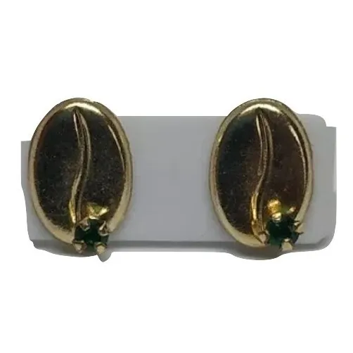 Aretes Topitos Granito Cafe + Piedra Zircon Oro/joya 00011