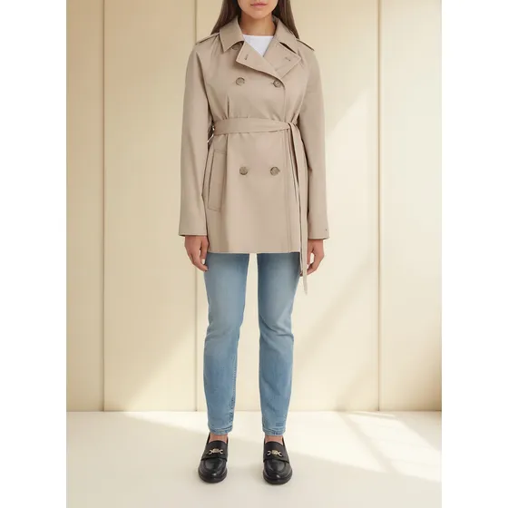Gabardina Beige Corta Repelente Al Agua Tommy Hilfiger