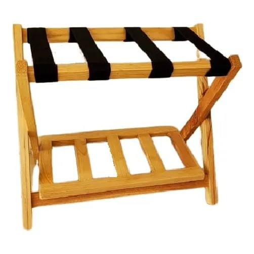 Porta Maletas Rack Plegable Hotel Rack Estante Madera Ub&co Color Marrón Claro
