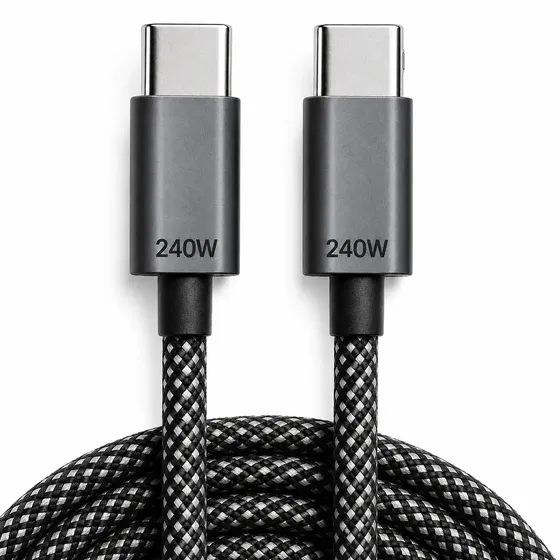 Cabo Carregador Nylon Trançado Ultra Rapido 240w 1 Metro Transferencia De Dados Compativel Com iPhone 15 16 17 18 Tablet Notebook Samsung Xiaomi LG Motorola Smartwatch Eletric Teck