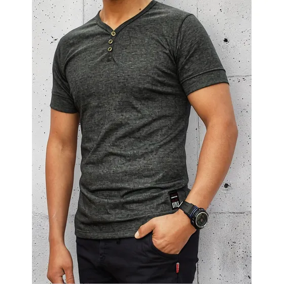 Remera Manga Corta Jersey Algodón Peinado Con Botones Hombre