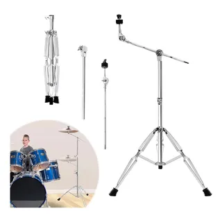 Estante Bateria Premium Percussao Ferragens Pedestal Prateado
