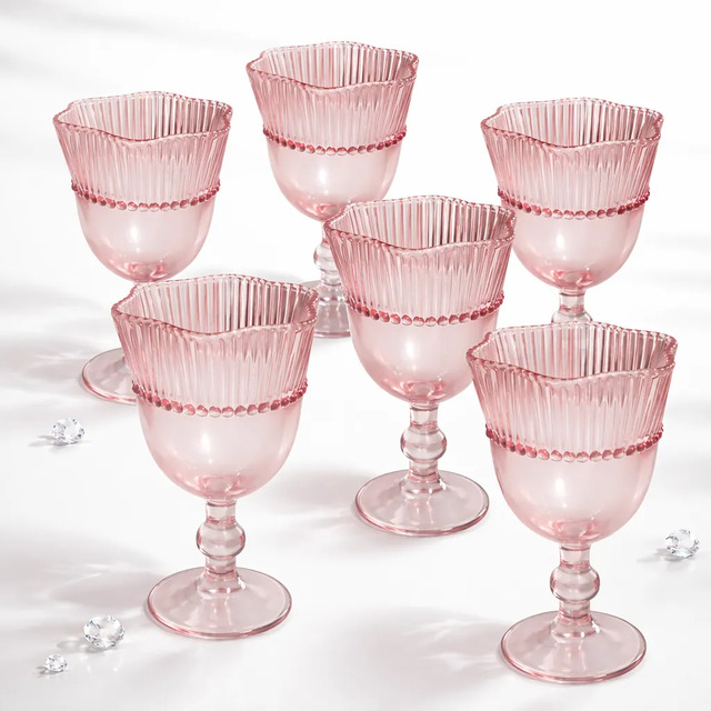 Conjunto 6 Taças De Vidro Rosé Lynx Luxo 330ml Rose