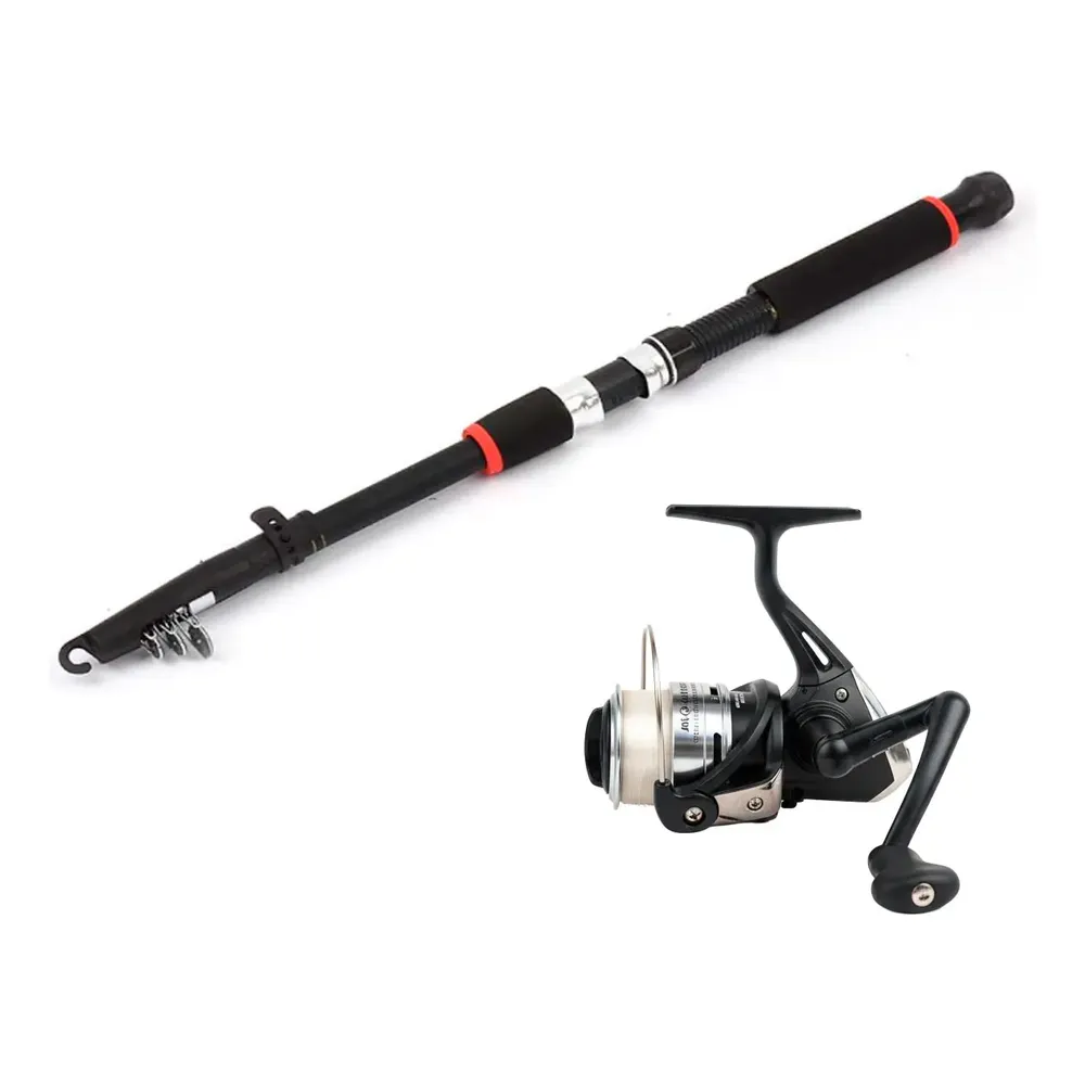 Caña De Pescar Combo Con Reel Telescópica Pesca Mar Rio