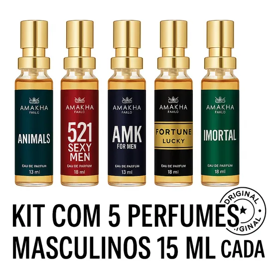 Kit 5 Perfumes Masculinos Amakha 15ml Inspirados E Sofisticados