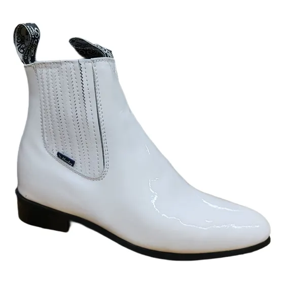 Botin Charol Blanco Mariachi Bota Charra Antiderrapante Piel
