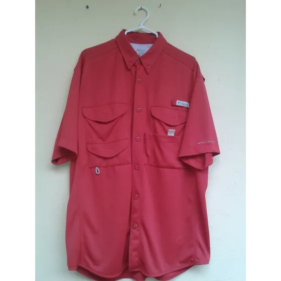 Camisa Columbia Color Ladrillo Pfg Polietster  Talla M Malla