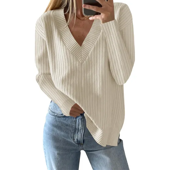 Saodimallsu Womens V Neck Sweater 2024 Fall Oversized Bl11r