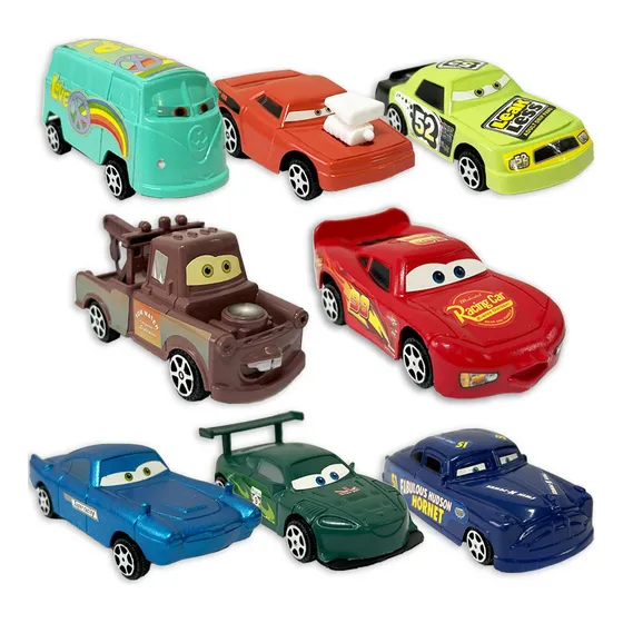 Kit 8 Carrinhos Fricção Filme Carros 3 Relampago Mcqueen