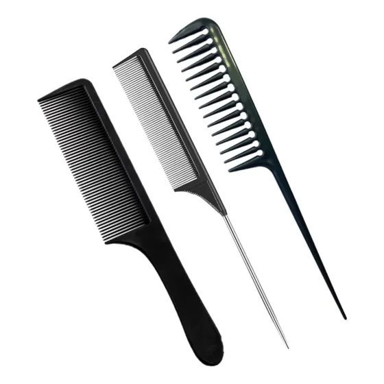 Peine Peinilla X 3 Unid Cabello Cola Metálica Carbono Frizz