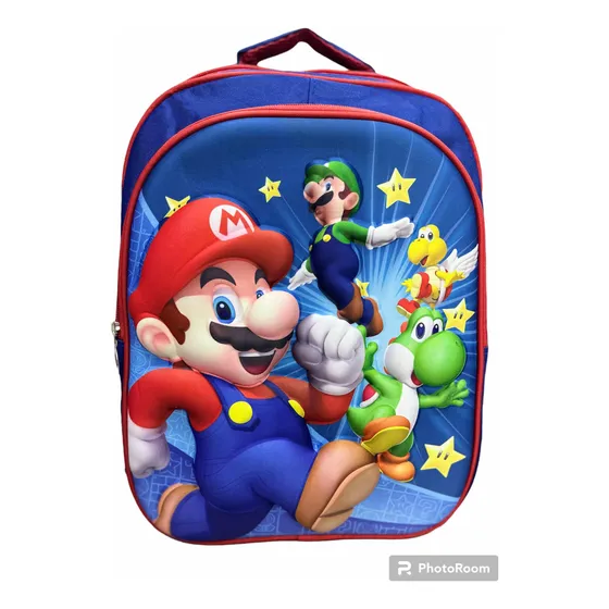 Bolso Morral Escolar + Cartuchera Mario Bros Luigi Grande