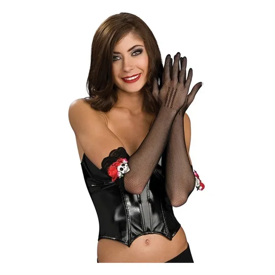 Guante Largo Malla Negro Dia De Los Muerto Talla Única Mujer