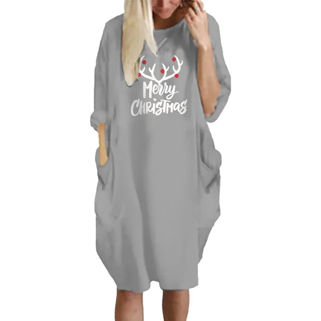 Vestido Navidad Manga Larga Para Mujer Disfraz Papa Noel