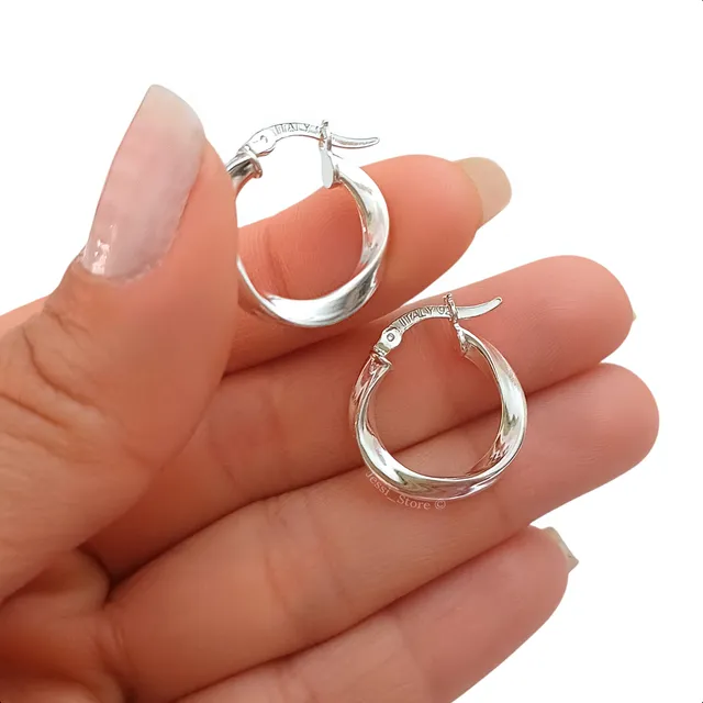 Aretes Candongas En Plata Italiana 925 Melcocha Pequeñas 2cm