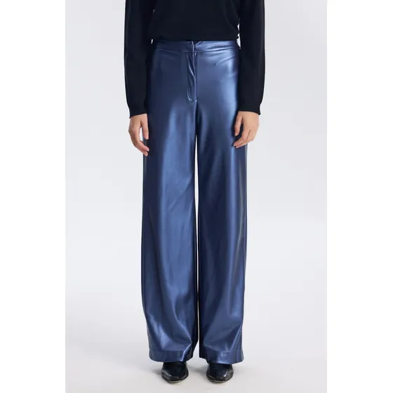 Pantalon Veganlether Cuero Vegano Recto Ancho Mujer Portsaid