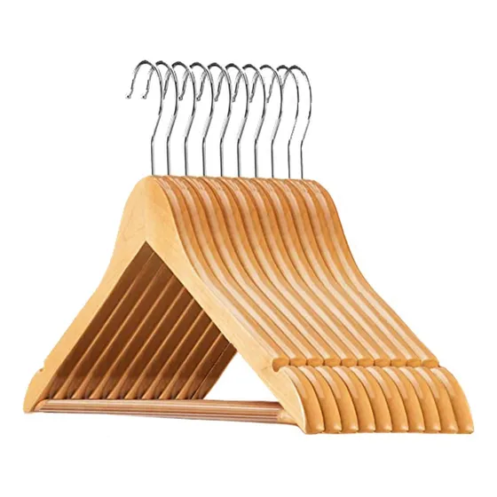 Colgadores De Ropa Madera Set 10 Ganchos Antideslizantes CasaTua