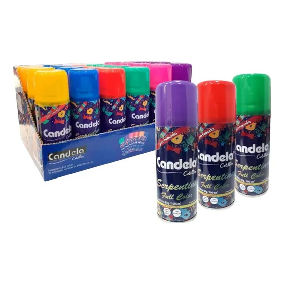 Candela Serpentina en aerosol full color 24 unidades