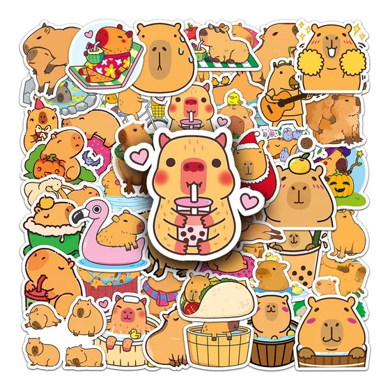 100 Capybara  Calcomanias Stickers De Pvc Vs Agua