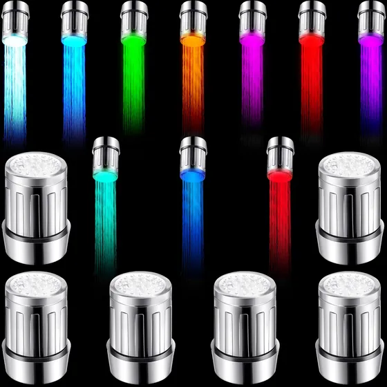 6 Pieza Grifo Agua Led Que Cambia Color Para Cocina Baño X
