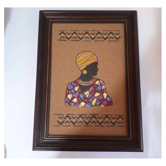 Cuadro Pirograbado De Corcho Pintado A Mano