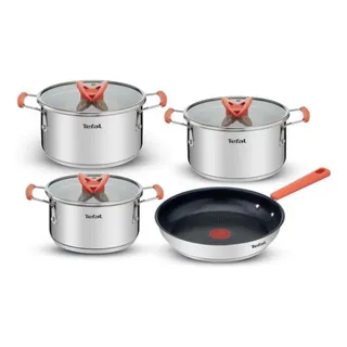 Jogo De Panelas Tefal Opti'space 4 Peças Inox E Fundo Triplo Inox Jogo De Panelas Tefal Opti'space 4 Peças Inox E Fundo Triplo Inox