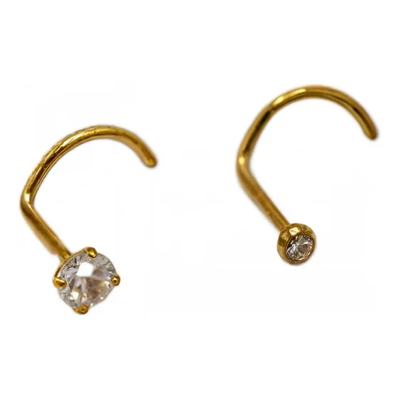 Pack 2 Piercing Nostril S Zirconia Titanio Astm F136 Chapado Color Dorado
