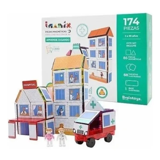Magnético Imanix Hospital 174 Piezas Braintoys
