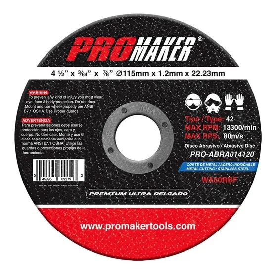 Disco Corte Metal Promaker 4.1/2  X 3/64  X 7/8  Wa60rbf