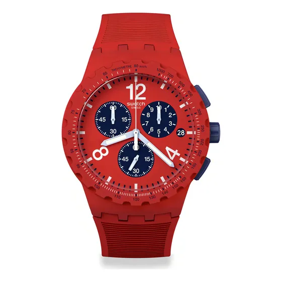 Reloj Swatch Unisex Casual Rojo De Cuarzo