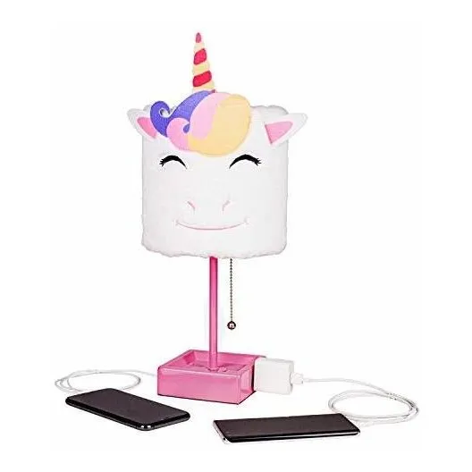 Inno Casa Lampara Mesa Diseño Unicornio Felpa Para 2 Usb