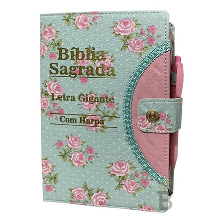 Bíblia Sagrada Feminina Letra Gigante Botão - Floral Verde Bíblia Sagrada Feminina Letra Gigante Botão - Floral Verde