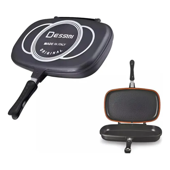 Sarten Flip Grill Antiadherente De 3l Doble Plancha Color Negro