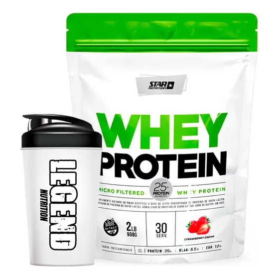 Suplemento En Polvo Star Nutrition Whey Protein 908gr Frutilla Legend 600ml